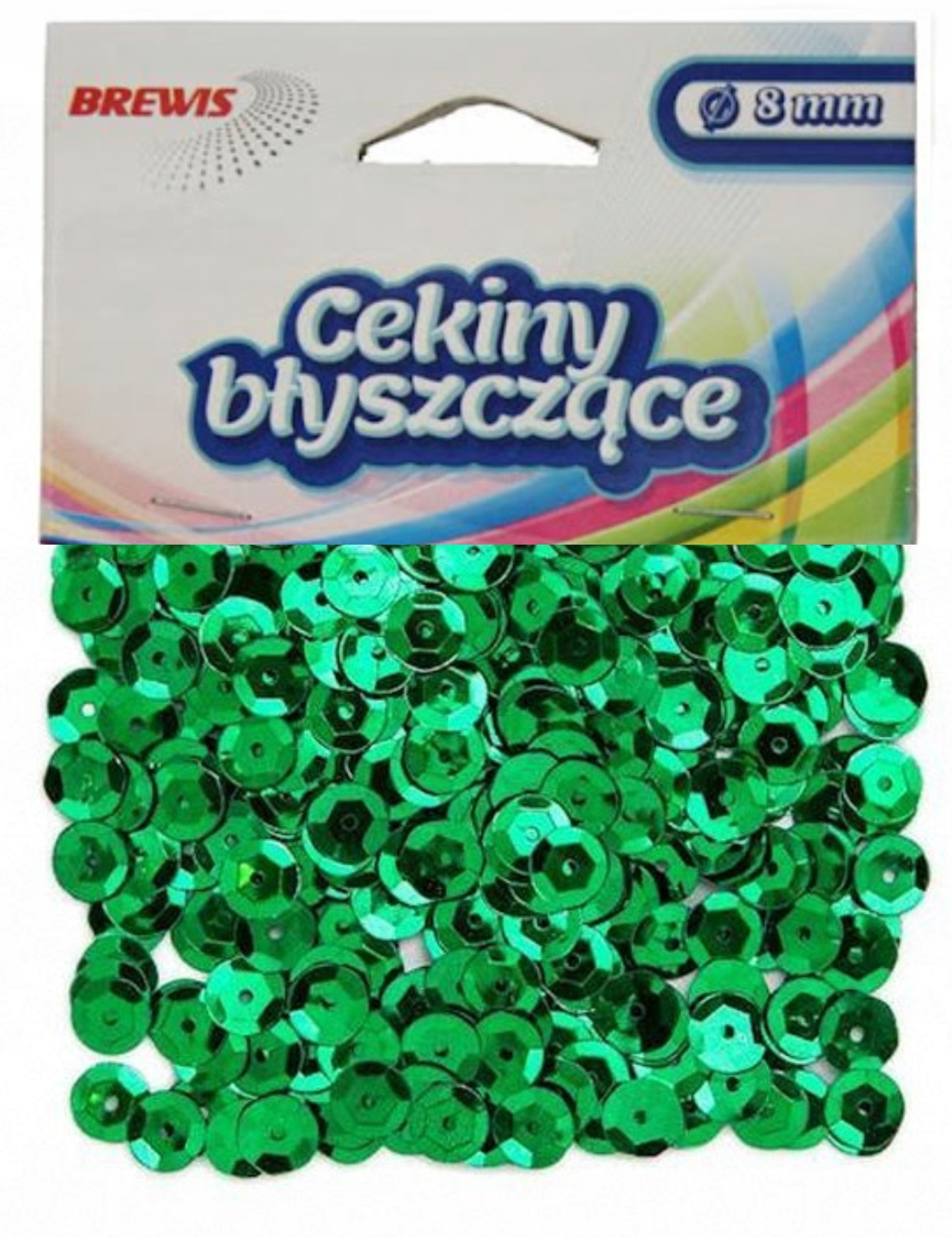 Cekiny błyszczące 8mm 10g B100 zielone | biuroweokazje.pl | Zrób zakupy sprytnie
