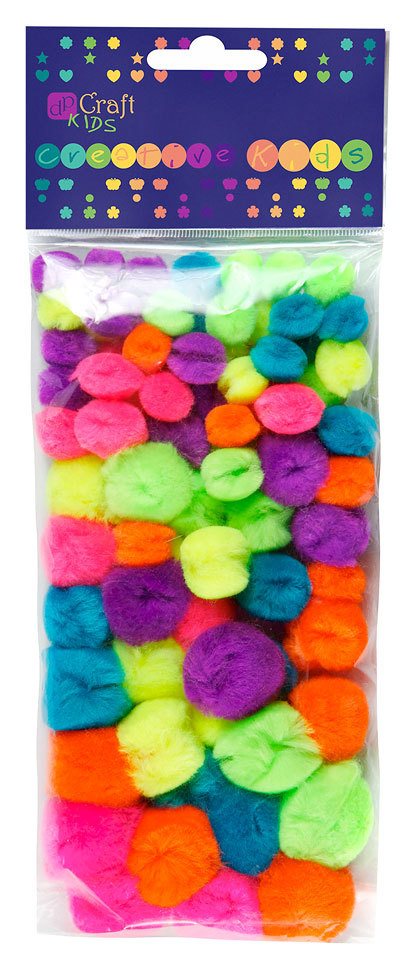 Pompony akrylowe mix neon, zestaw 78 sztuk. | biuroweokazje.pl | Zamów natychmiast!