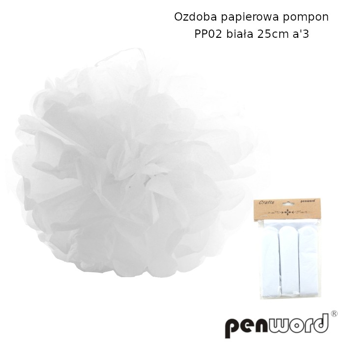 Ozdoba papierowa pompon pp02 biała 25 cm a'3 | biuroweokazje.pl | Kup z dostawą!