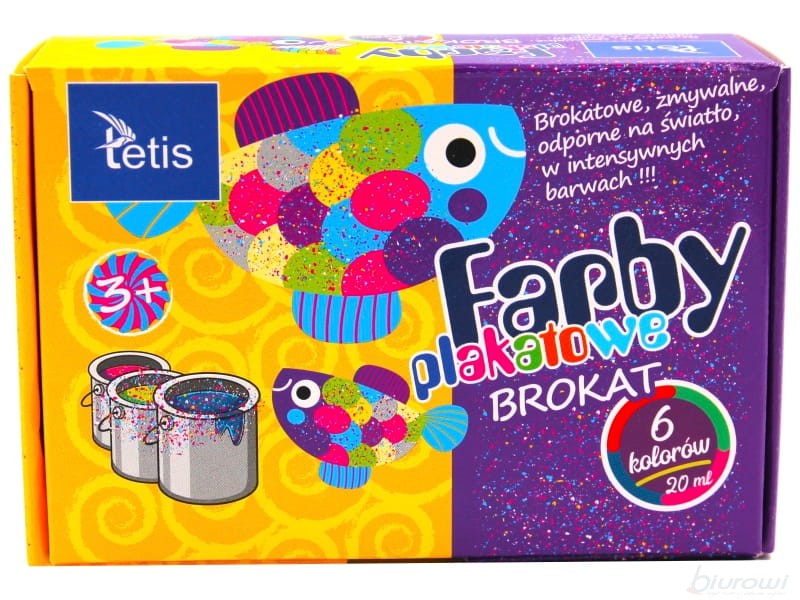 Farby plakatowe brokatowe Tetis 6x20 ml | biuroweokazje.pl | Zamów teraz!