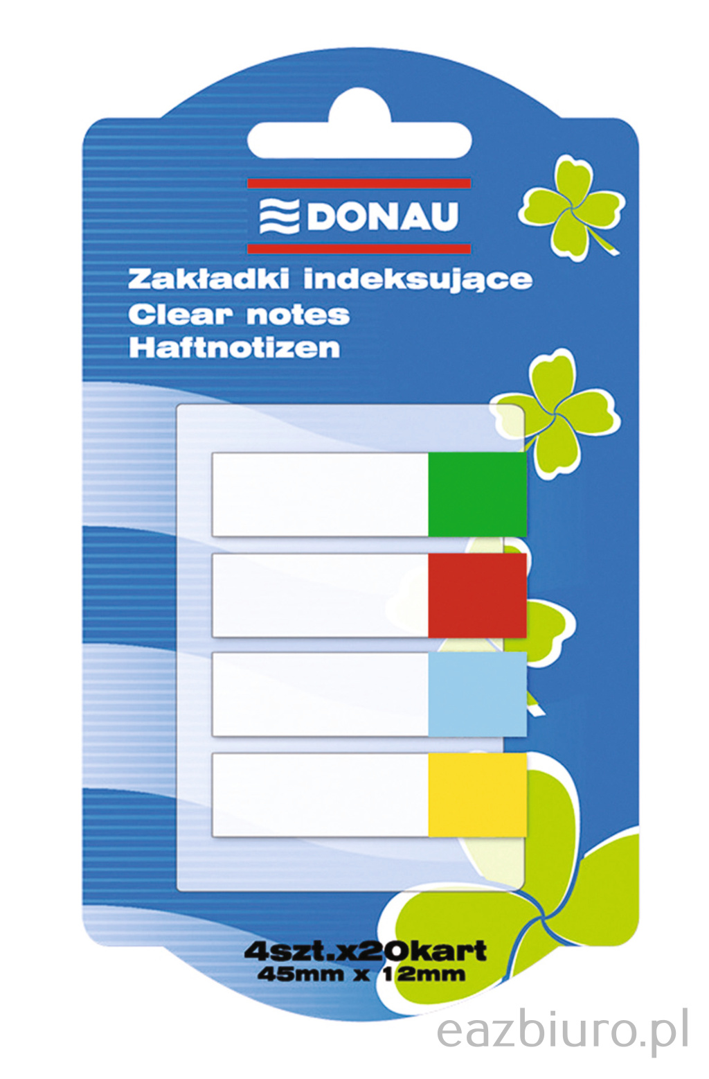 Zakładki indeksujące Donau, pp, 12 x 45 mm, 4 x 20 kartek, mix kolorów | biuroweokazje.pl | Zamów z gwarancją!
