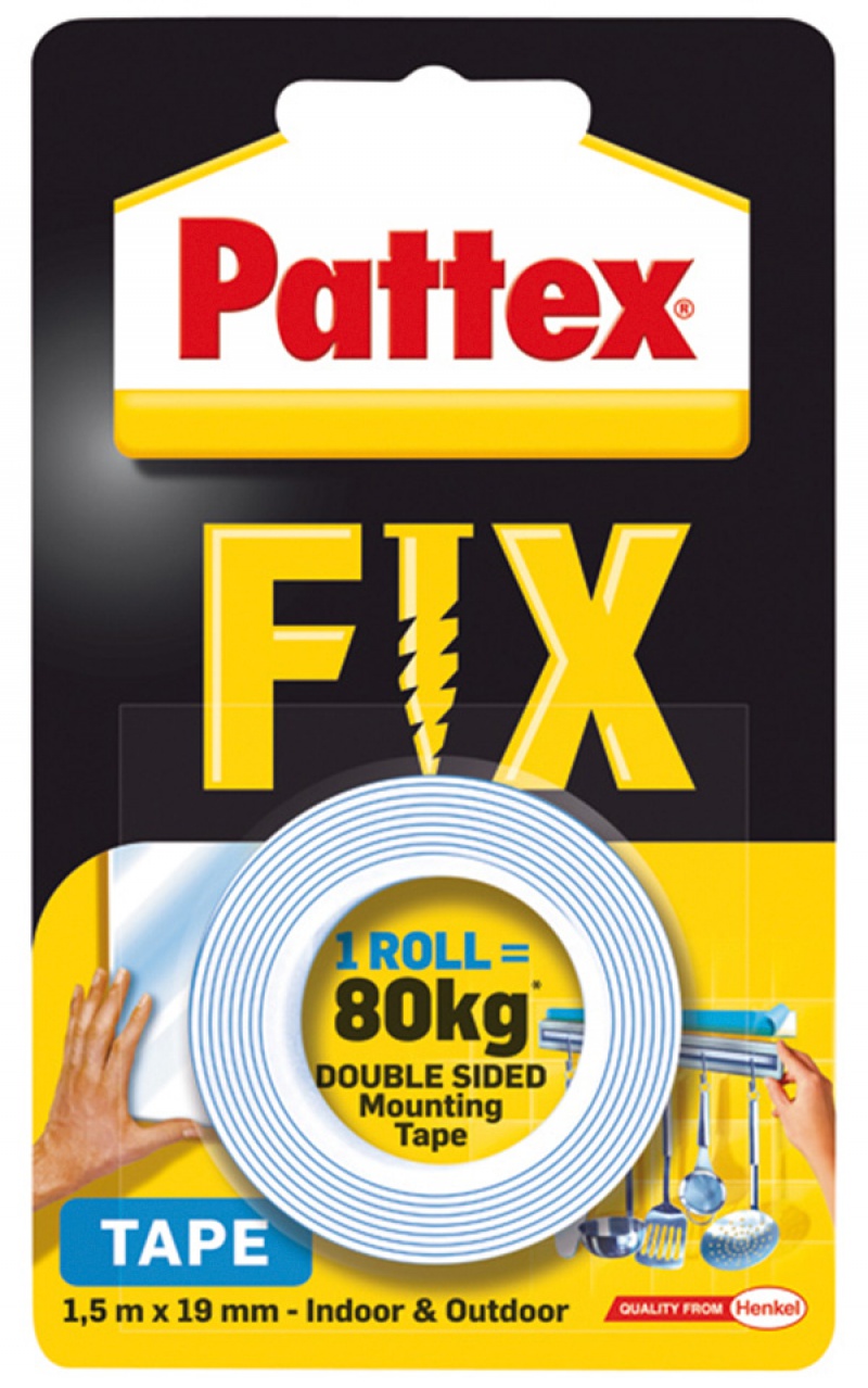 Taśma dwustronna Pattex fix, 1,5m x 19mm, 80kg | biuroweokazje.pl | Skorzystaj z naszej oferty