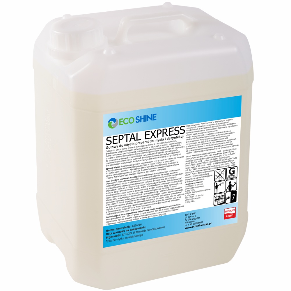 Eco Shine septal express 5 l gotowy do użycia preparat do mycia i szybkiej dezynfekcji | biuroweokazje.pl | Zamów korzystnie!