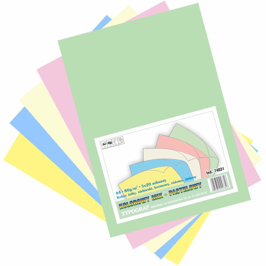 Papier ksero kolorowy mix pastelowy A4 80 g/m2 | biuroweokazje.pl | Dodaj do koszyka!