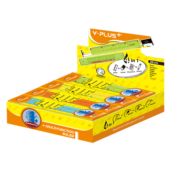 Linikja wielofunkcyjna 20 cm (linijka, ołówek, temperówka) | biuroweokazje.pl | Kup wyjątkowo!