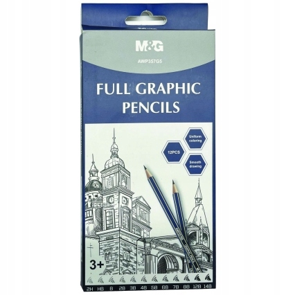 Zestaw ołówków artystycznych mg 12 twardości | biuroweokazje.pl | Kup online!