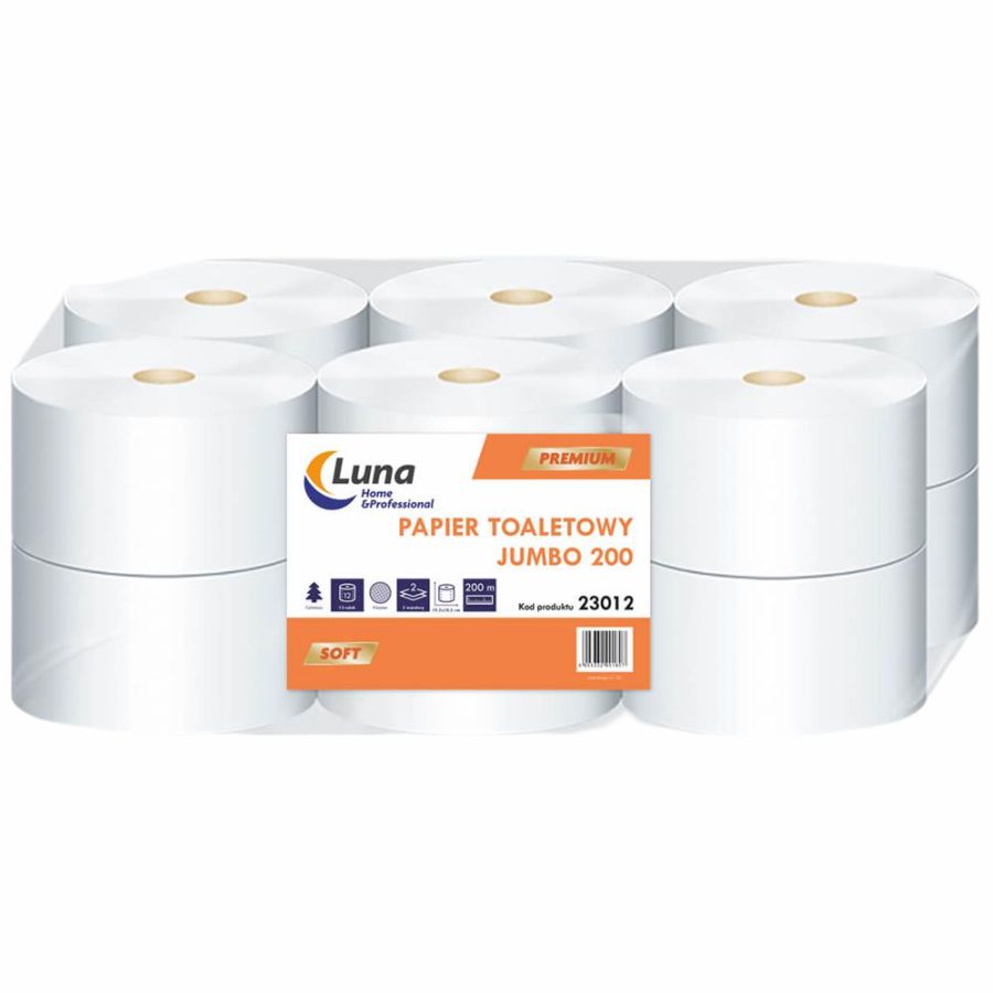 Papier toaletowy Jumbo 12 rolek 200 m celuloza 2 warstwowy | biuroweokazje.pl | Wybierz hit!