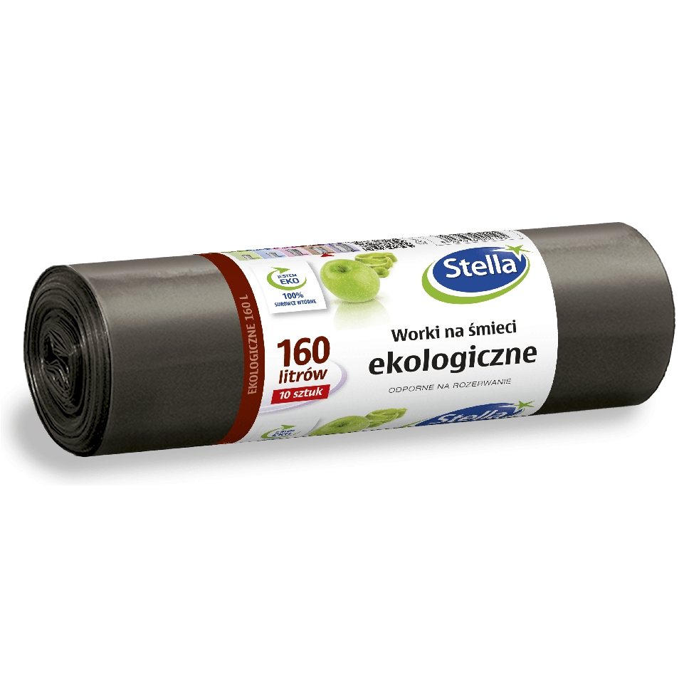 Worki na śmieci Stella, ekologiczne, 160 l, zestaw 10 sztuk., czarny | biuroweokazje.pl | Zamów bezpiecznie!