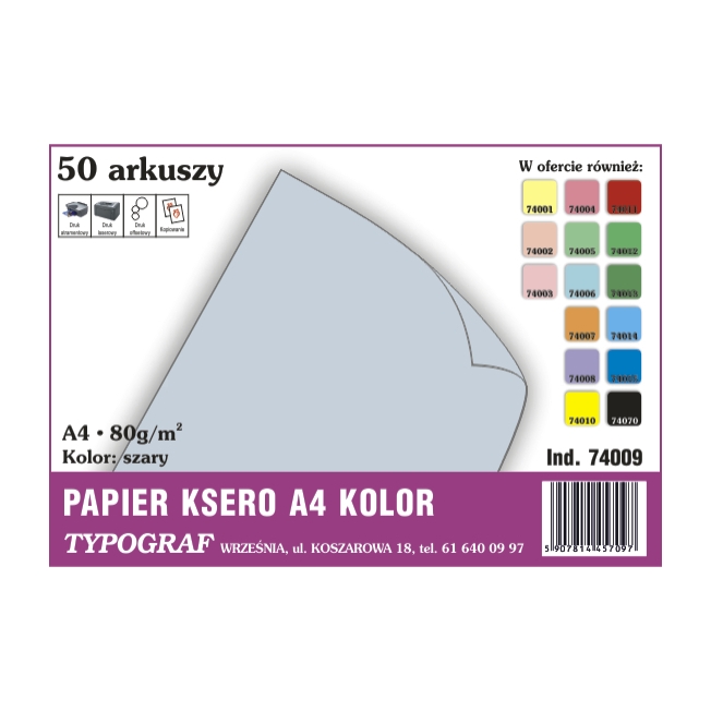 Papier ksero A4 szary 80 g/50ark | biuroweokazje.pl | Kup wygodnie!