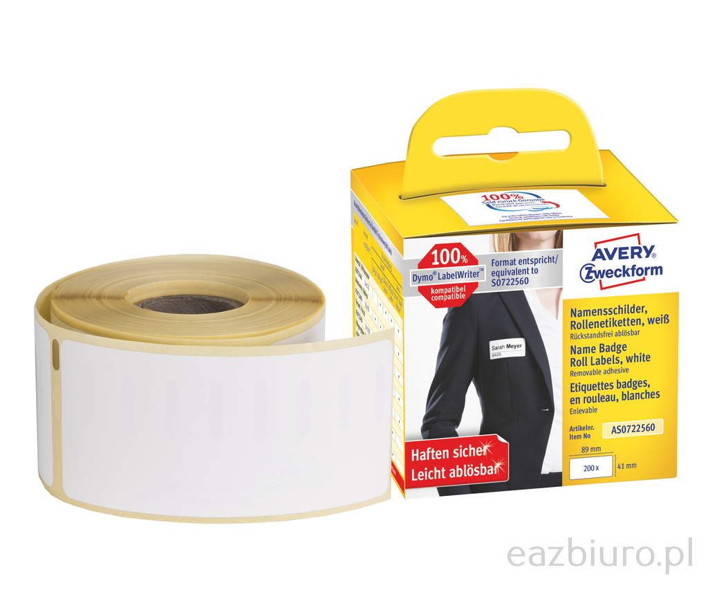Identyfikatory imienne Avery Zweckform w rolce do drukarek termicznych, 200etyk./1rolka; | biuroweokazje.pl | Dodaj do koszyka!