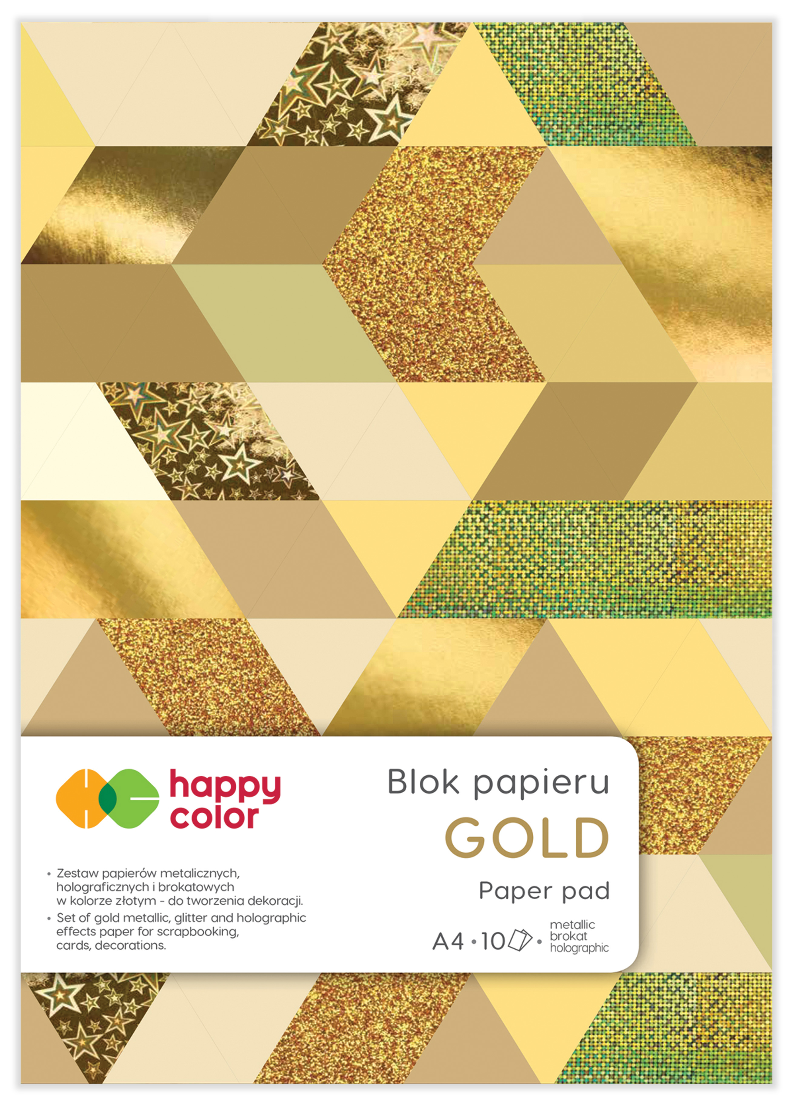 Blok gold, A4, 150-230g, 10 ark, Happy Color | biuroweokazje.pl | Zyskaj więcej już dziś