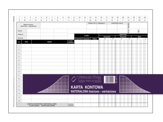 Druk karta kontowa materiałowa ilościowo-wartościowa A5 M&P | biuroweokazje.pl | Wybierz mądrze!