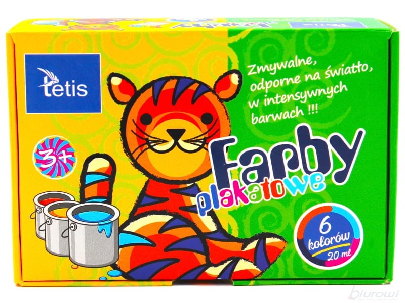 Farby plakatowe Tetis 6x20 ml do biura | biuroweokazje.pl | Działaj śmiało!