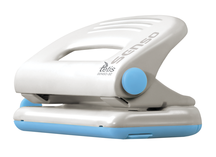 Dziurkacz senso metalowy 32 biało-niebieski | biuroweokazje.pl | Kup teraz!