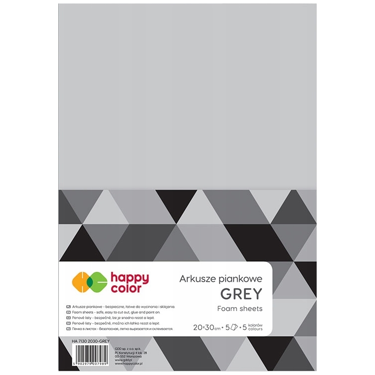 Arkusze piankowe A4, 5 ark, siwe Happy Color | biuroweokazje.pl | Zamów zanim zniknie