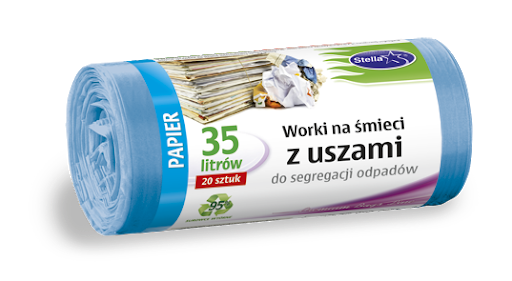 Worki z uszami Stella, do segregacji odpadów papierowych, 35 l, zestaw 20 sztuk., | biuroweokazje.pl | Zamów bezpiecznie!
