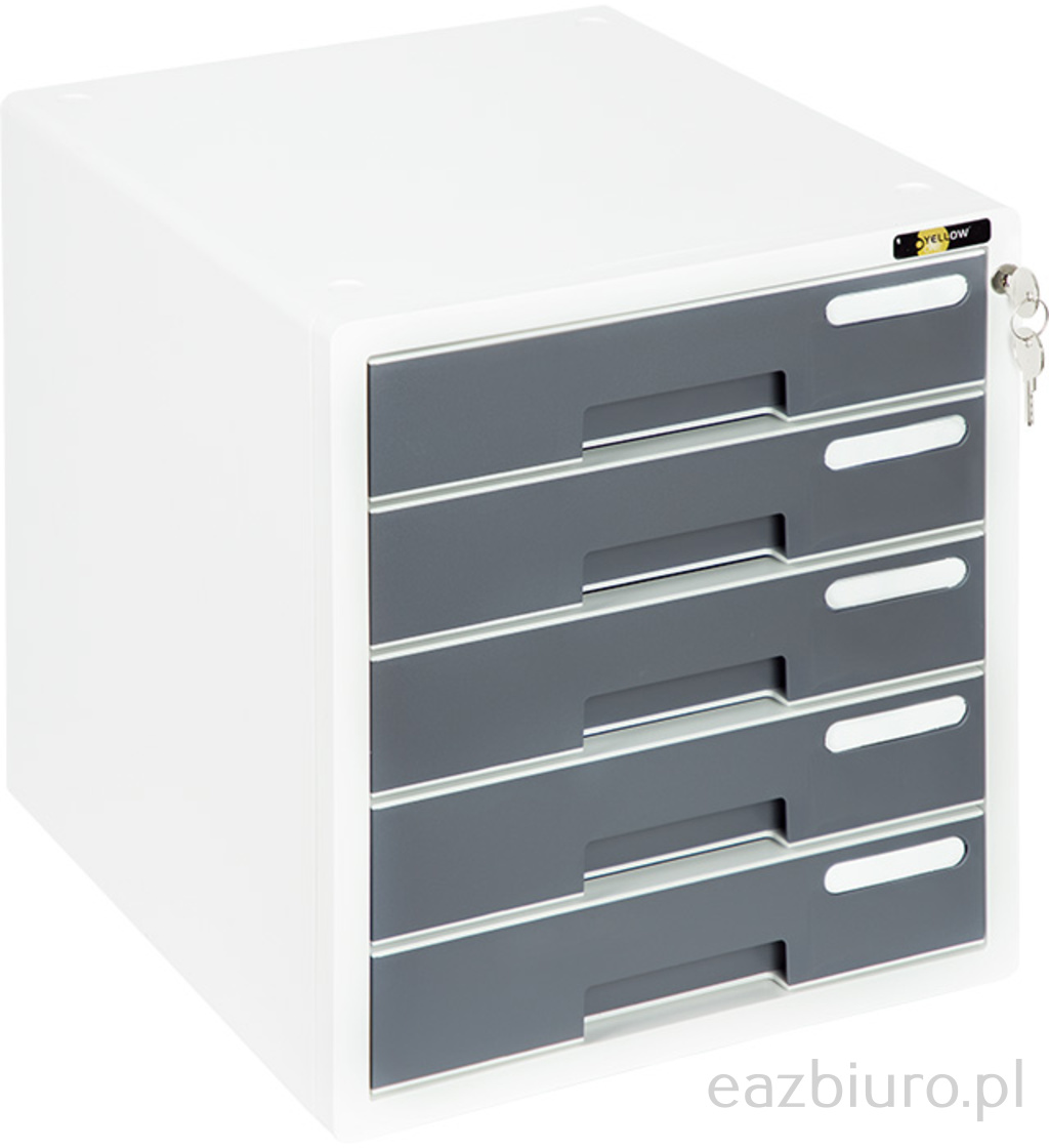 Szafka na dokumenty Yellow one yl-sp05 Plastikowa - 5 szuflad + zamek, szary | biuroweokazje.pl | Wybierz najlepsze!
