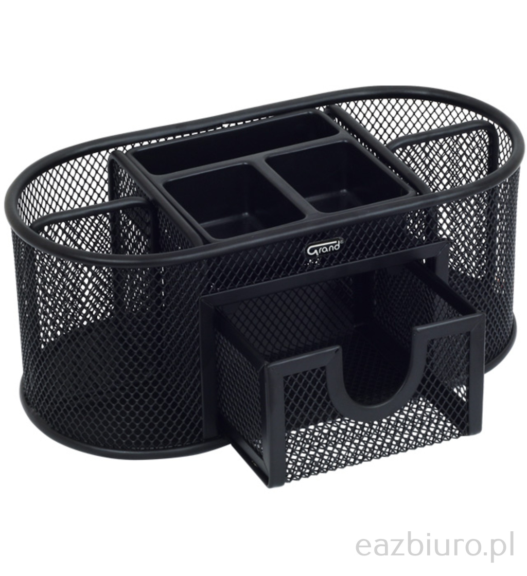 Przybornik na biurko Grand gr-1776 siatka metalowa czarny-matowy | biuroweokazje.pl | Zamów błyskawicznie!