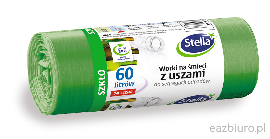 Worki z uszami Stella, do segregacji szkła, 60 l, zestaw 14 sztuk., zielone, zielony | biuroweokazje.pl | Zamów bez zwłoki!