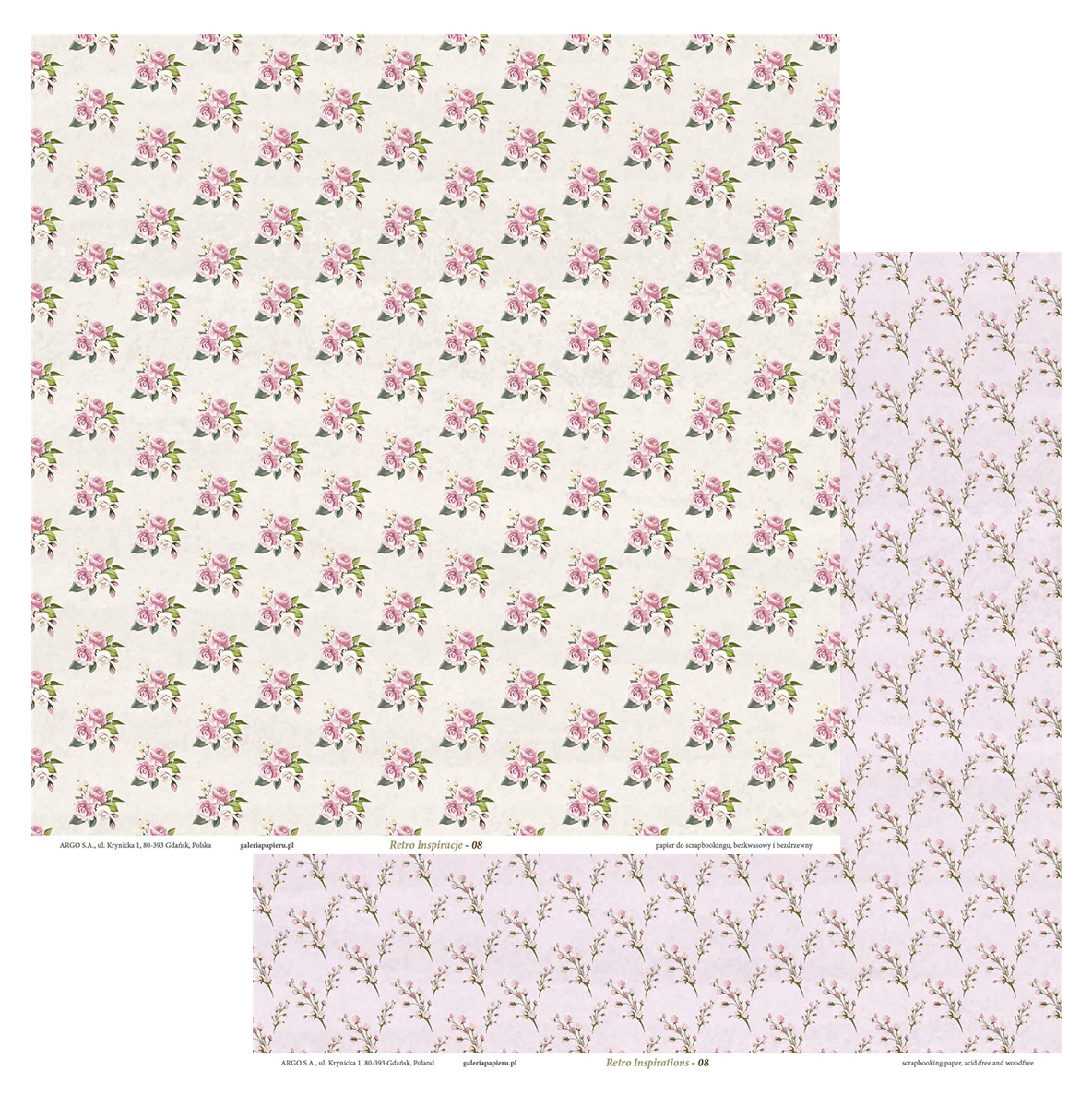 Papier scrapbookingowy dwustronny retro inspiracje-08 200 g/m2 zestaw 5 sztuk. | biuroweokazje.pl | Zamów teraz!