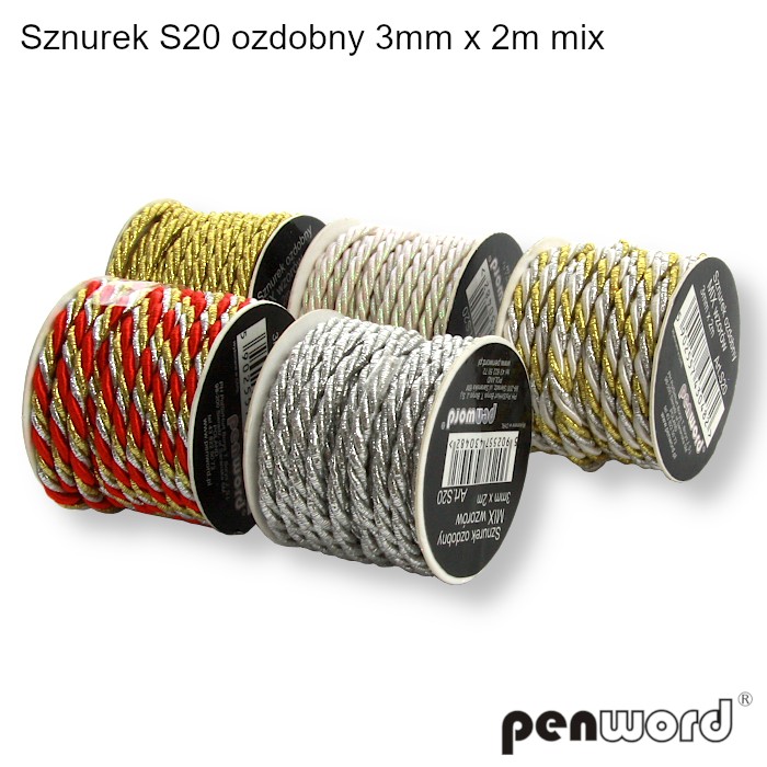 Sznurek s20 ozdobny 3 mm x 2 m mix | biuroweokazje.pl | Weź okazję!