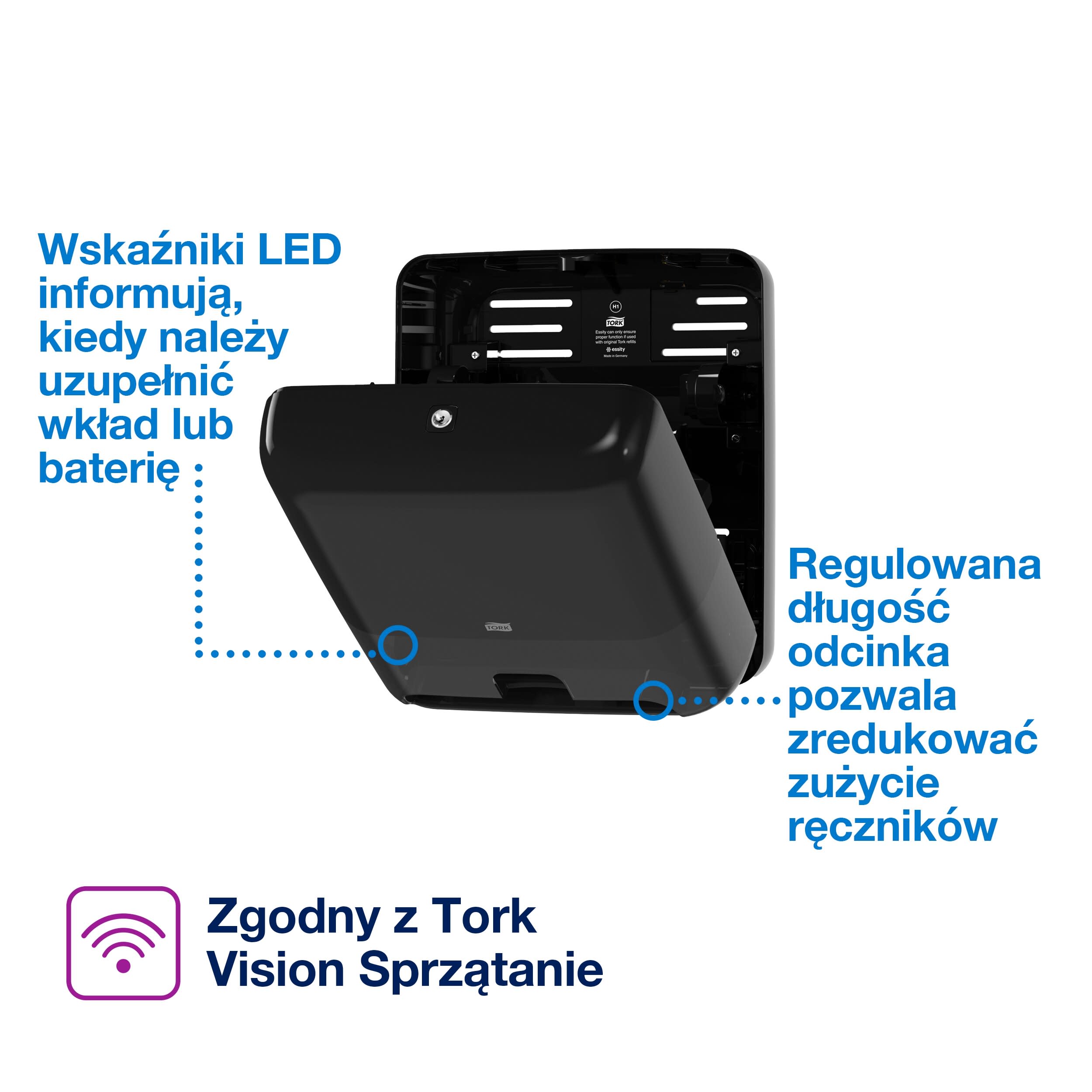 Tork matic® dozownik do ręcznika w roli z sensorem intuition™, czarny, h1, dozowanie | biuroweokazje.pl | Sprawdź cenę!