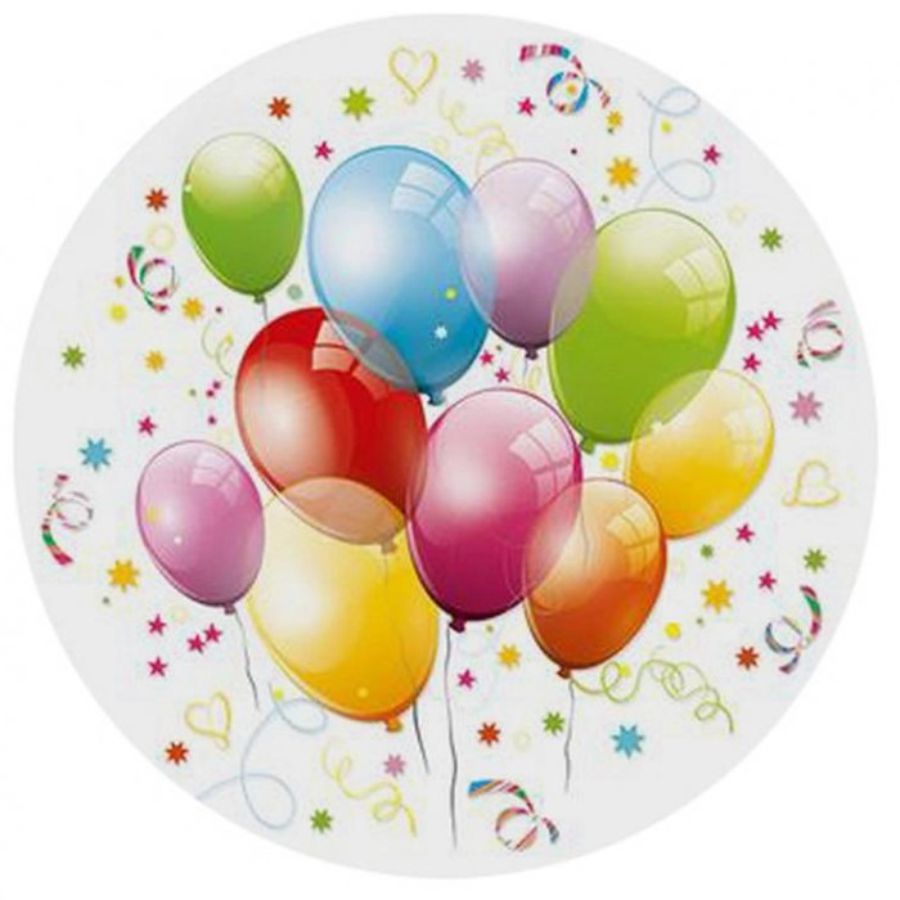 Talerzyki papierowe Birthday Balloons zestaw 8 sztuk. 22,7 cm | biuroweokazje.pl | Kup teraz!