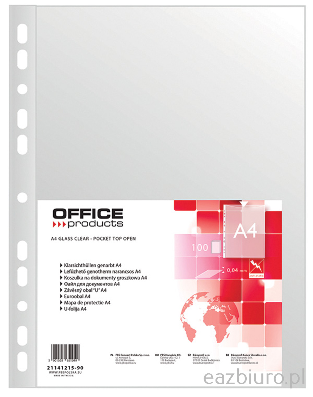 Koszulki na dokumenty Office Products, pp, A4, groszkowe, 40mikr., zestaw 100 sztuk | biuroweokazje.pl | Nie czekaj!