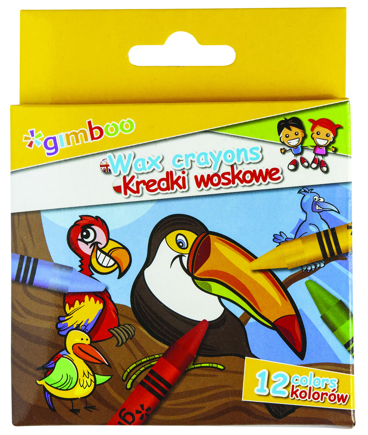 Kredki świecowe Gimboo, zestaw 12 sztuk, 8 mm, mix kolorów | biuroweokazje.pl | Zyskaj więcej!