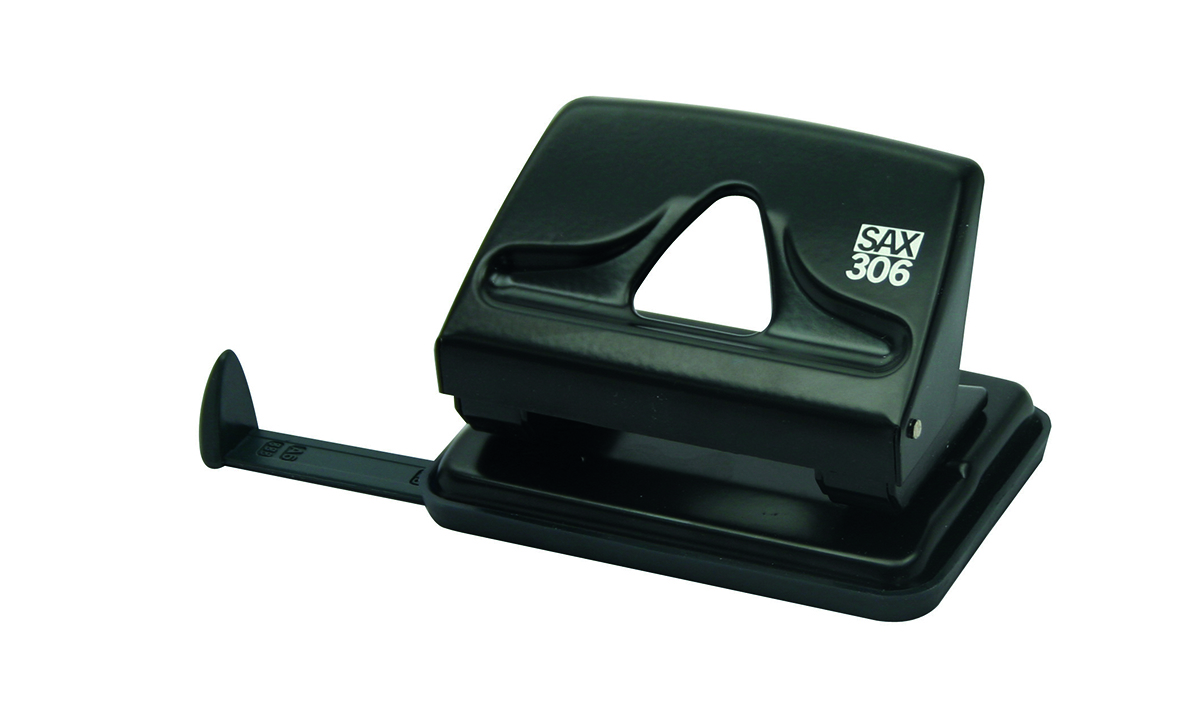 Dziurkacz Sax306, dziurkuje do 20 kartek, czarny | biuroweokazje.pl | Zyskaj więcej!