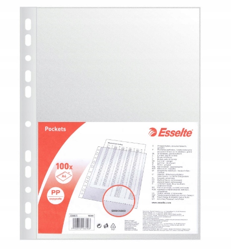 Koszulki groszkowe A4 Esselte, standard, zestaw 100 sztuk | biuroweokazje.pl | Kup już teraz!