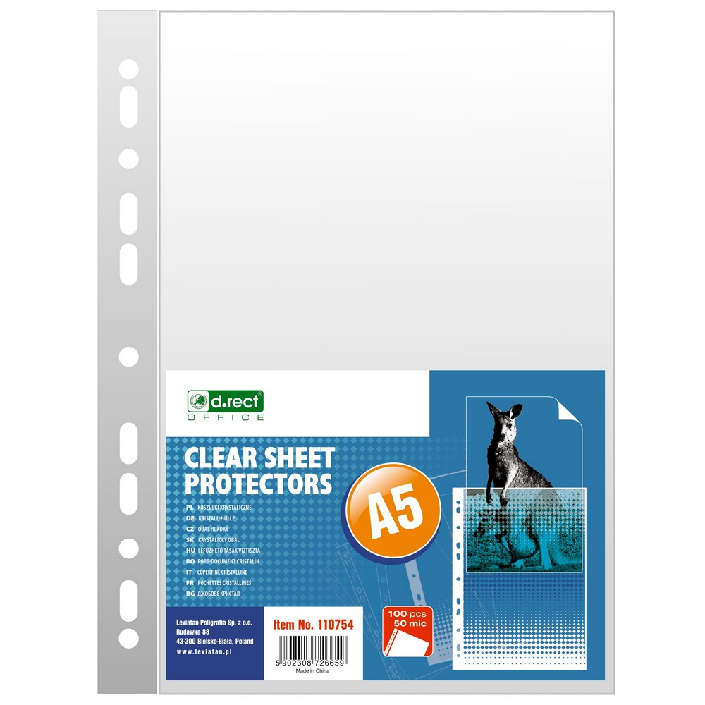 Koszulka A5 krystaliczna D Rect 50 mic zestaw 100 sztuk. | biuroweokazje.pl | Zamów szybko!