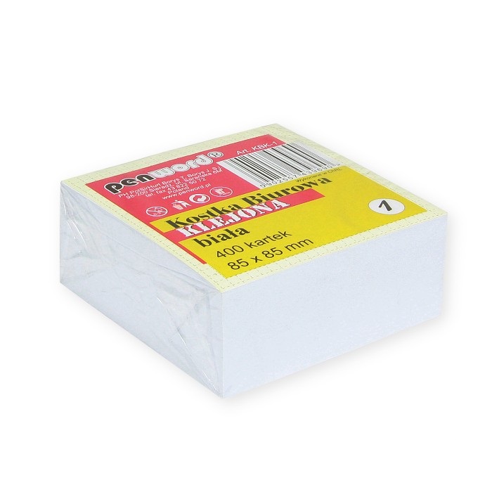 Kostka biurowa biała klejona 85x85x35 400 kartek | biuroweokazje.pl | Kliknij i kup!