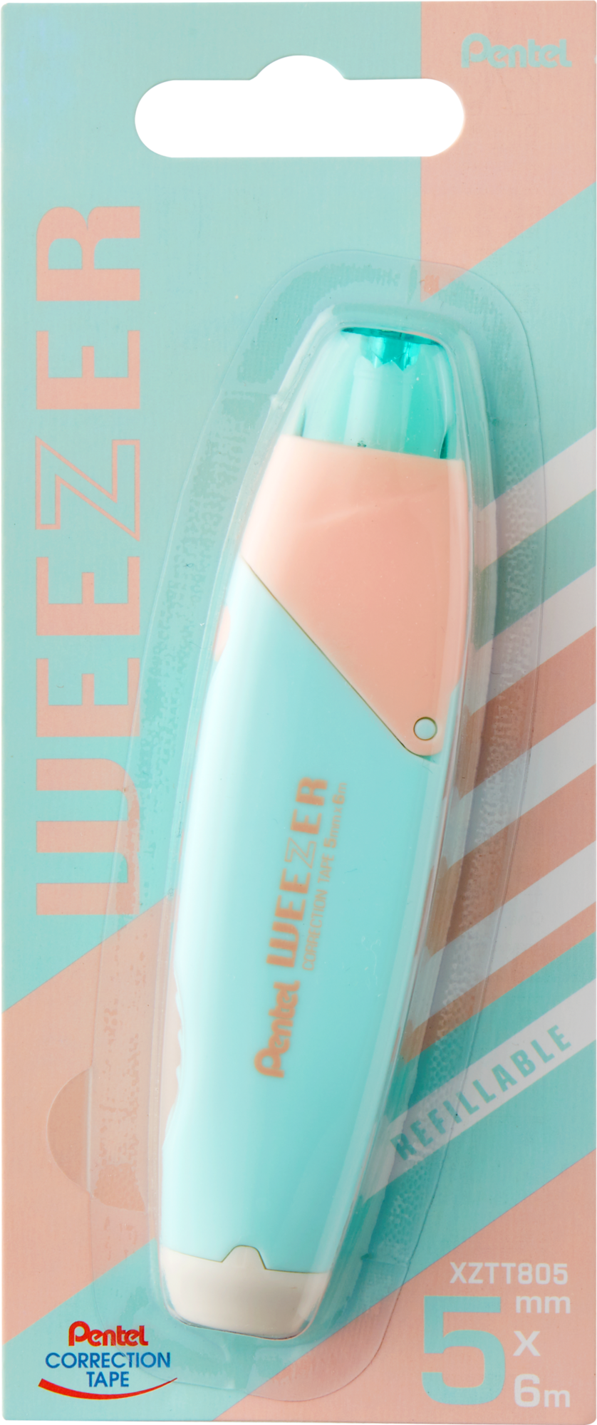 Korektor w taśmie Pentel ztt805 6 m z chowaną koncówką seledynowy | biuroweokazje.pl | Zamów rozsądnie!