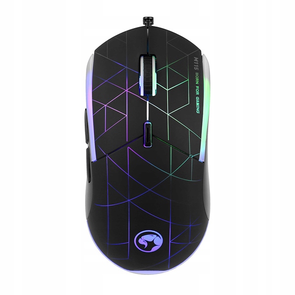 Mysz przewodowa Marvo m115, 4000dpi, optyczna, czarna, do gry, podświetlona, 6 klawiszy | biuroweokazje.pl | Sprawdź ofertę!