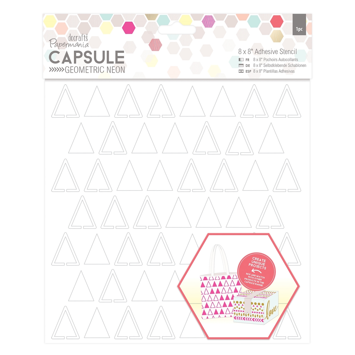 Samoprzylepny szablon 8 x 20 cm - papermania - capsule geometric mono - triangle | biuroweokazje.pl | Kup pewnie!