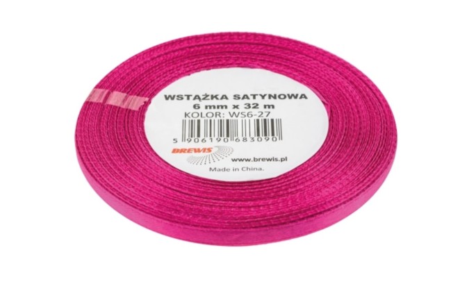 Wstążka Brewis satynowa 6 mm 32 m fuksja | biuroweokazje.pl | Zamów wygodnie!