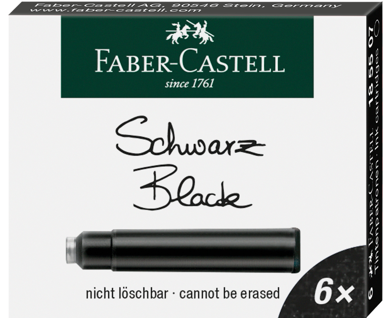 Naboje atramentowe krótkie czarne zestaw 6 sztuk kartonik Faber-Castell | biuroweokazje.pl | Zamów korzystnie!