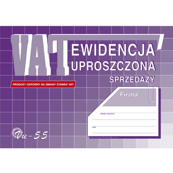 Druk ewidencja vat sprzedaży uproszczona A5 | biuroweokazje.pl | Kup sprytnie!