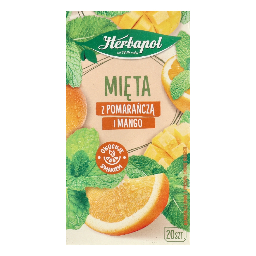 Herbata Herbapol zielnik polski, mięta z pomarańczą i mango, 20 torebek | biuroweokazje.pl | Odbierz szybko!
