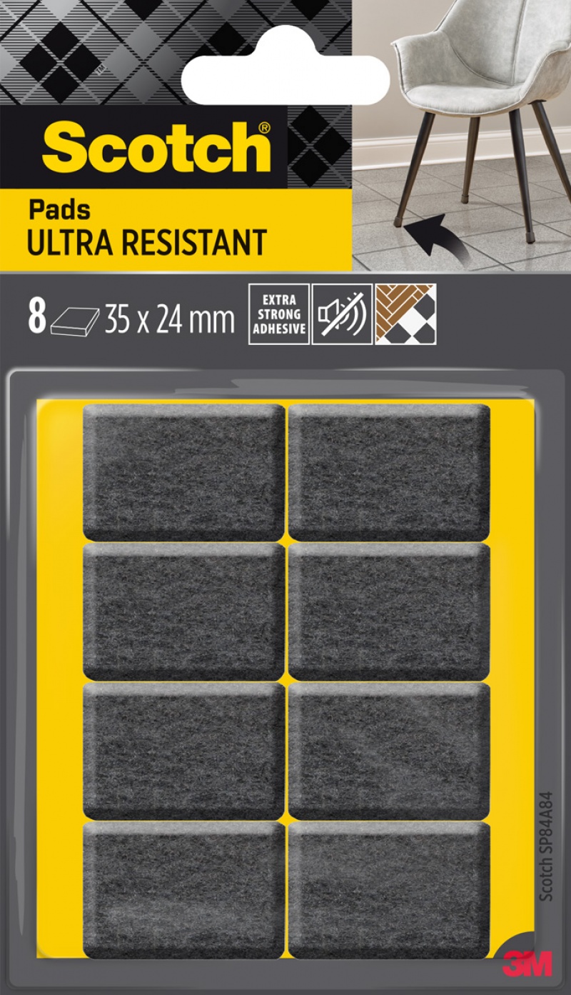Podkładki przylepne SCOTCH, prostokątne, 35 x 24 mm, zestaw 8 sztuk., czarne | biuroweokazje.pl | Kup już teraz!