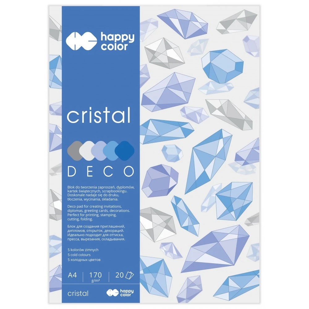 Blok deco cristal A4, 170 g m2, zestaw 20 arkuszy, 5 kolorów | biuroweokazje.pl | Nie przegap!