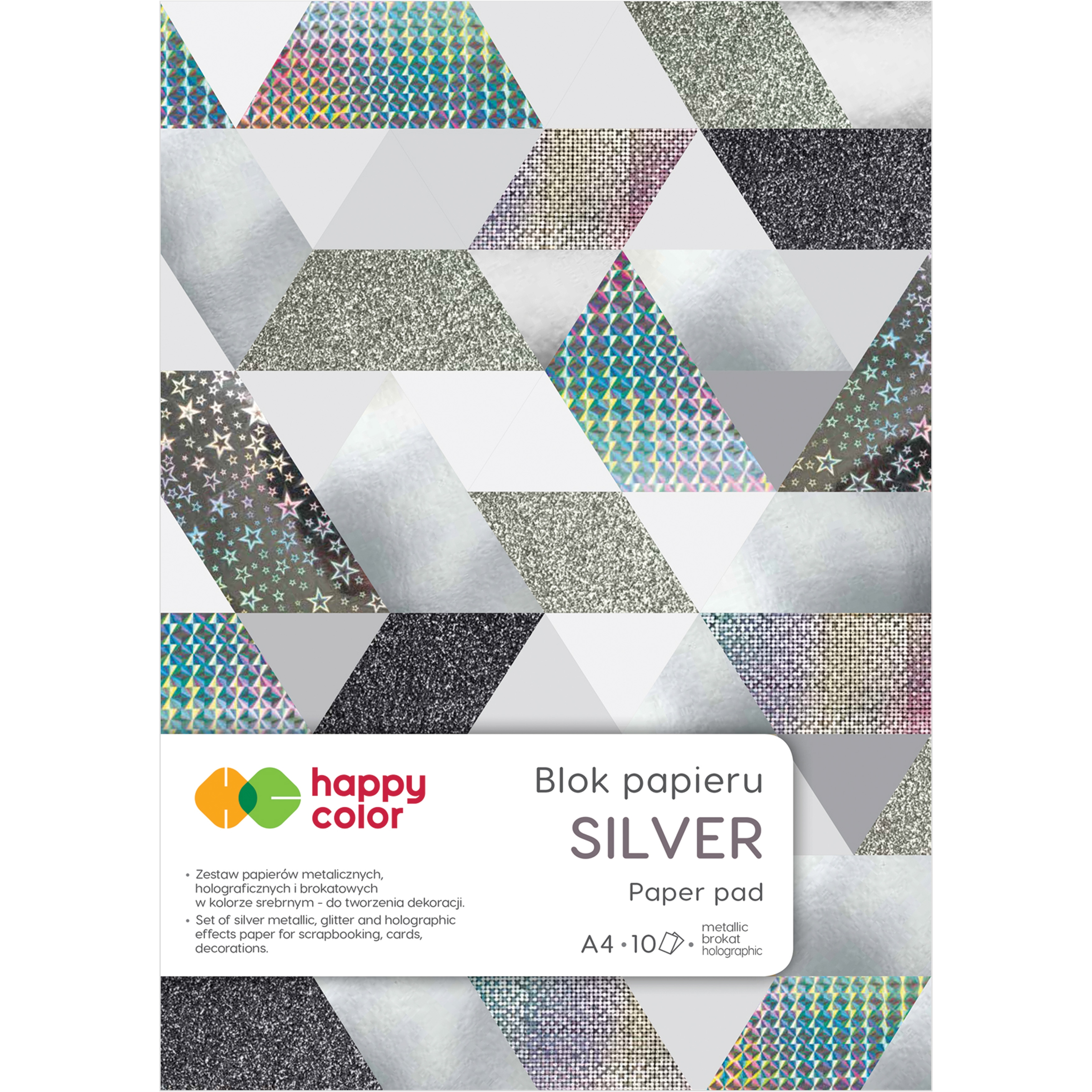 Blok silver, A4, 150-230g, 10 ark, Happy Color | biuroweokazje.pl | Zamów już teraz