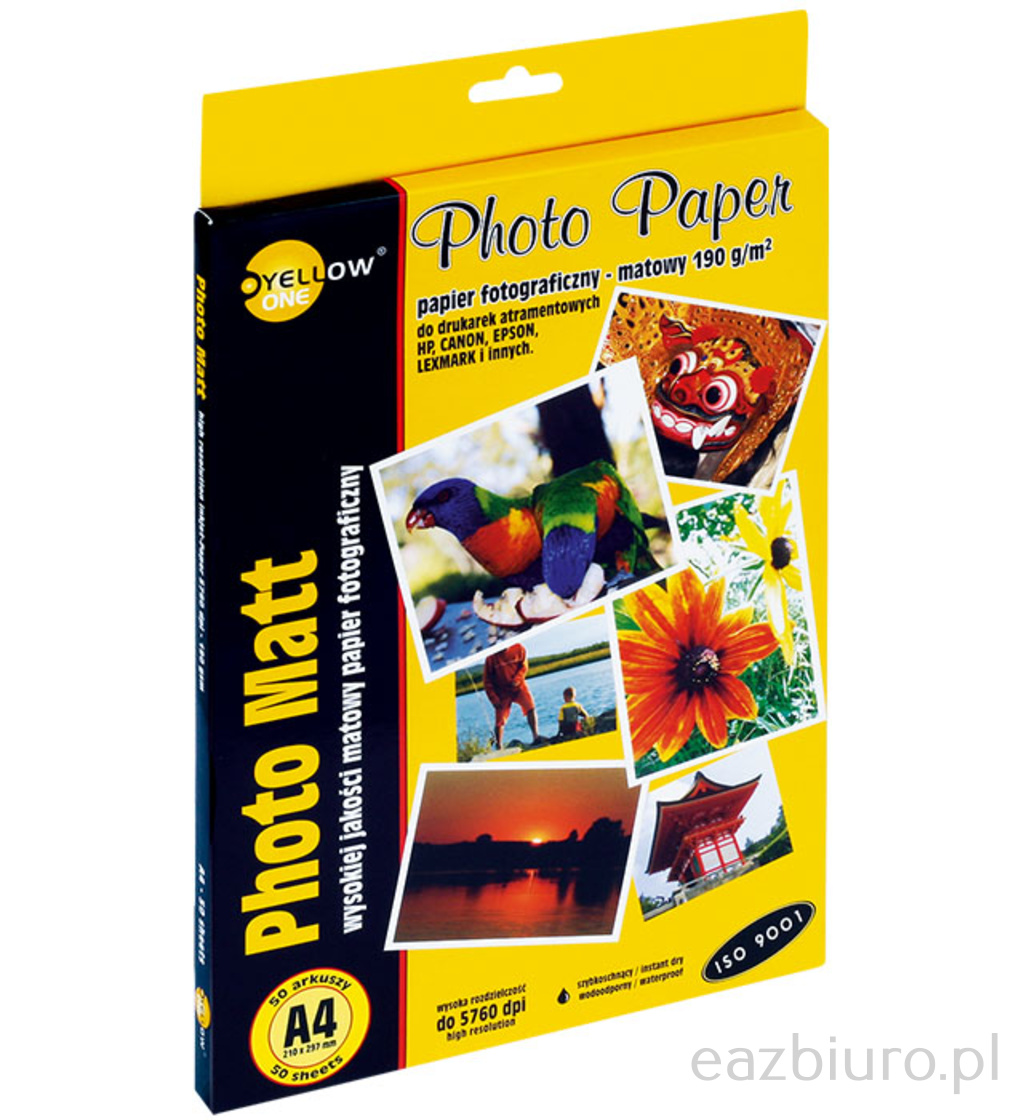 Papier foto Yellow one matowy A4 190 g/m2 zestaw 50 arkuszy | biuroweokazje.pl | Zamów szybko!