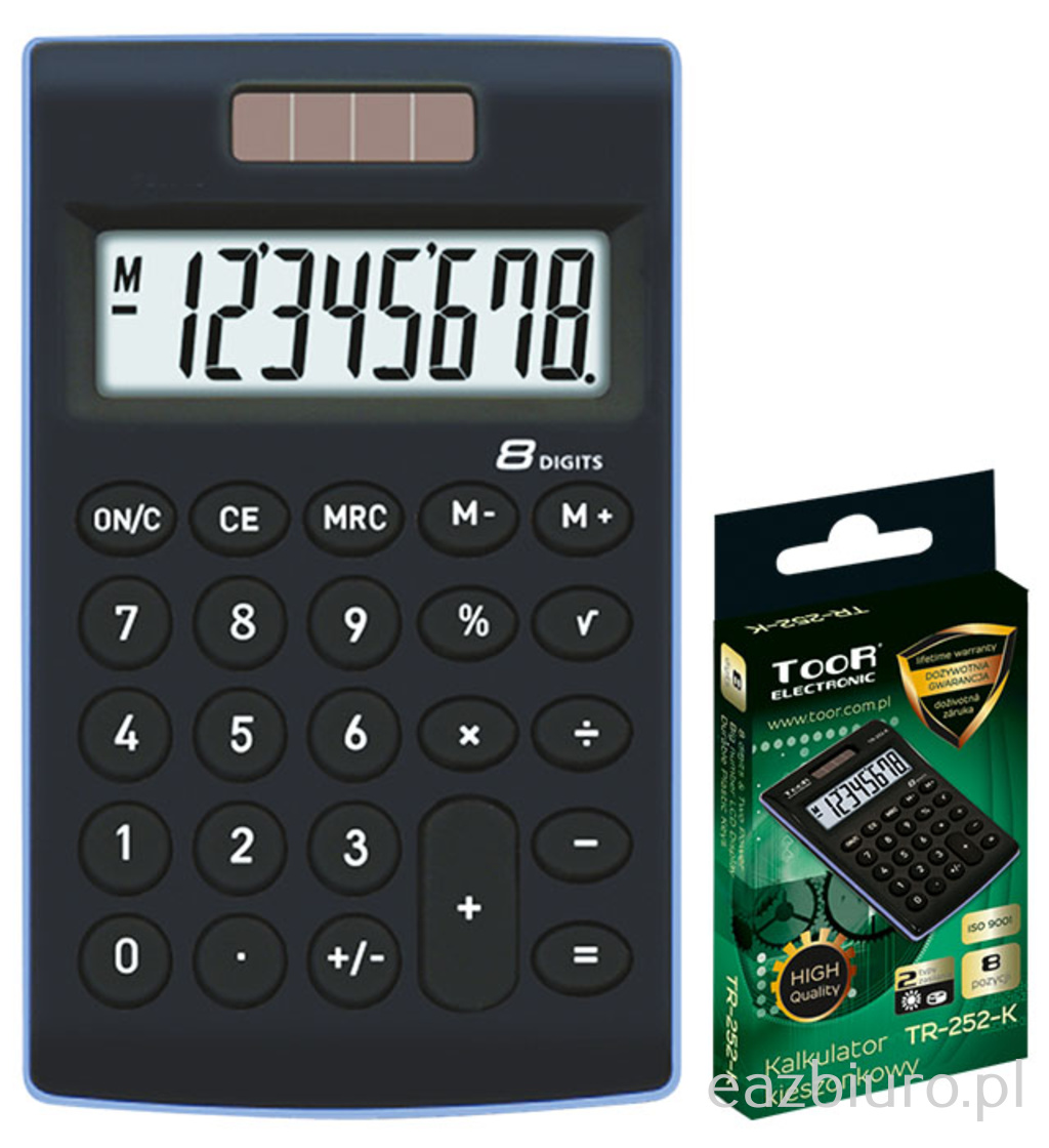 Kalkulator kieszonkowy toor tr-252-k 8-pozycyjny - 2 typy zasilania | biuroweokazje.pl | Kup w sekundę!