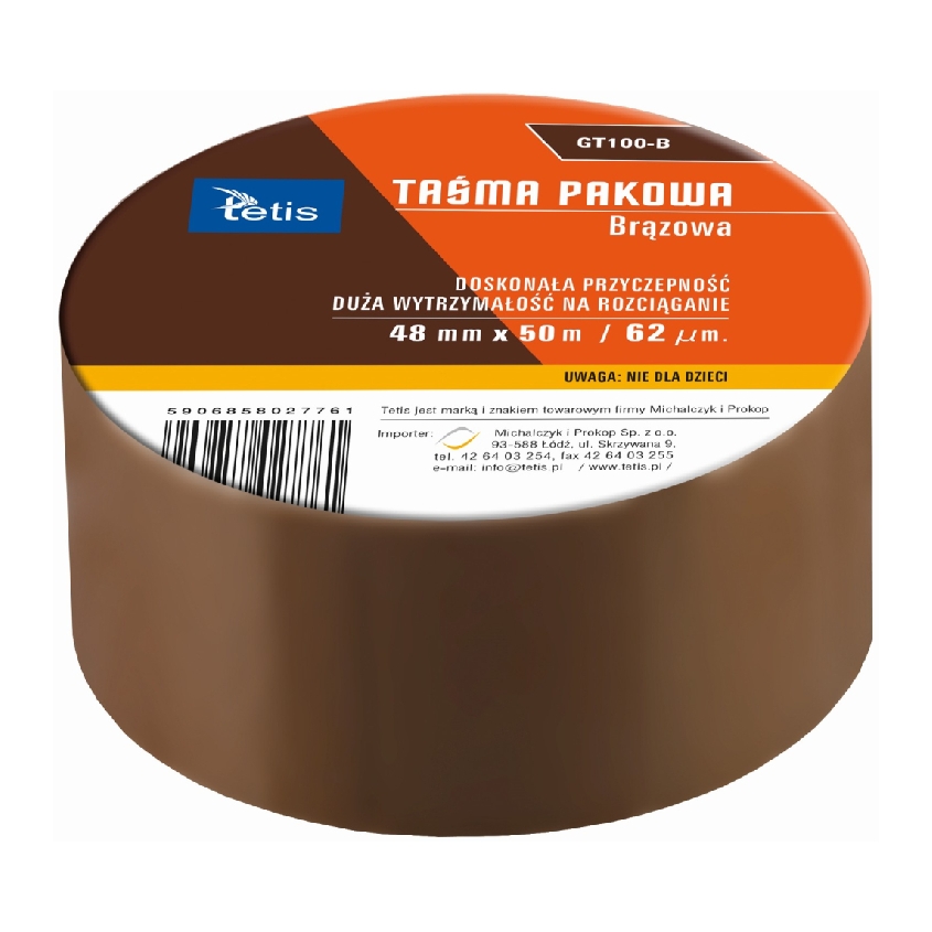 Taśma pakowa Tetis gt100b brązowa | biuroweokazje.pl | Zamów online!