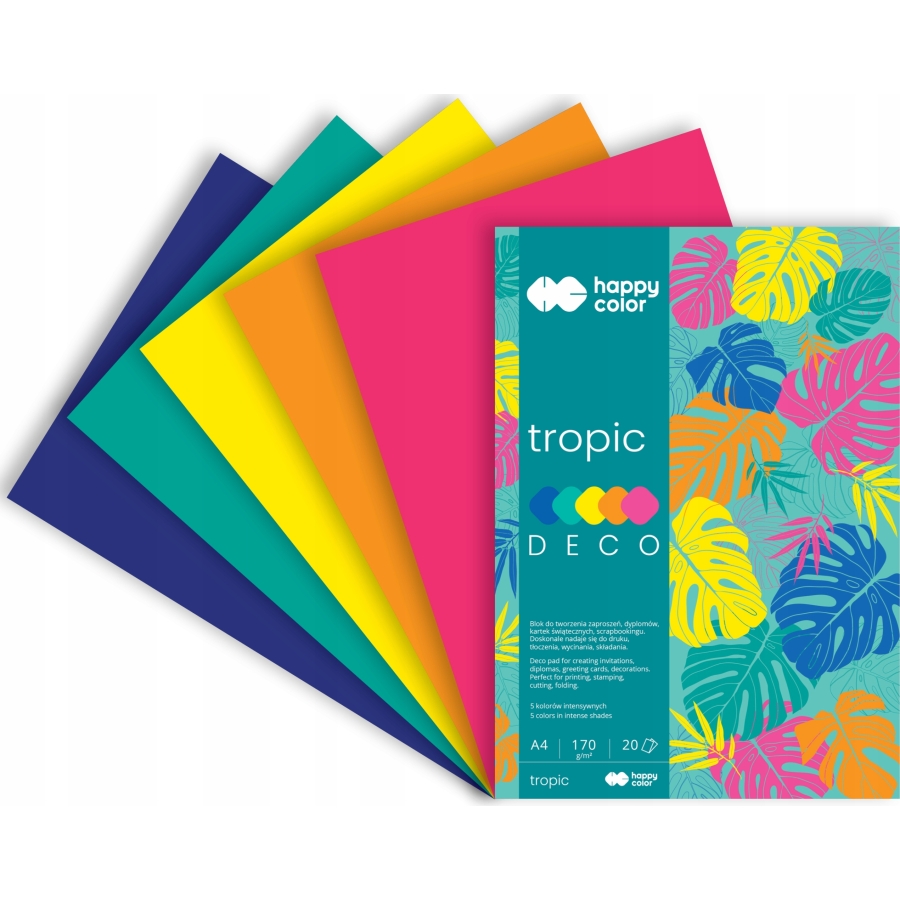 Blok deco tropic 170 g/m2, A4, 20 ark., 5 kolorów | biuroweokazje.pl | Poznaj nową jakość