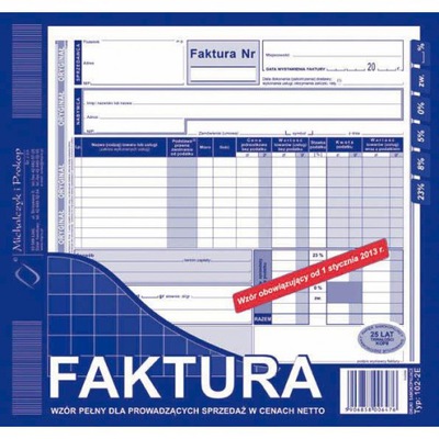 Druk faktura vat 2/3 A4 pełna 1+1 | biuroweokazje.pl | Kliknij i kup!
