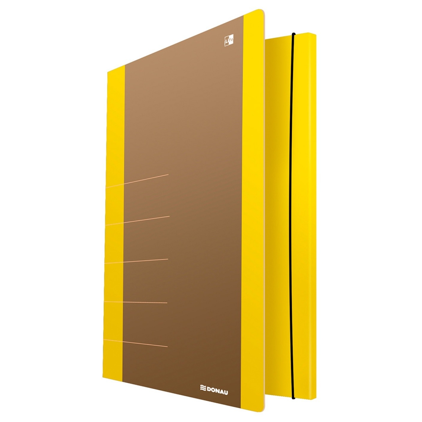 Teczka z gumką Donau life, karton, A4, 500gsm, 3-skrzydłowa, żółty | biuroweokazje.pl | Kup skutecznie!