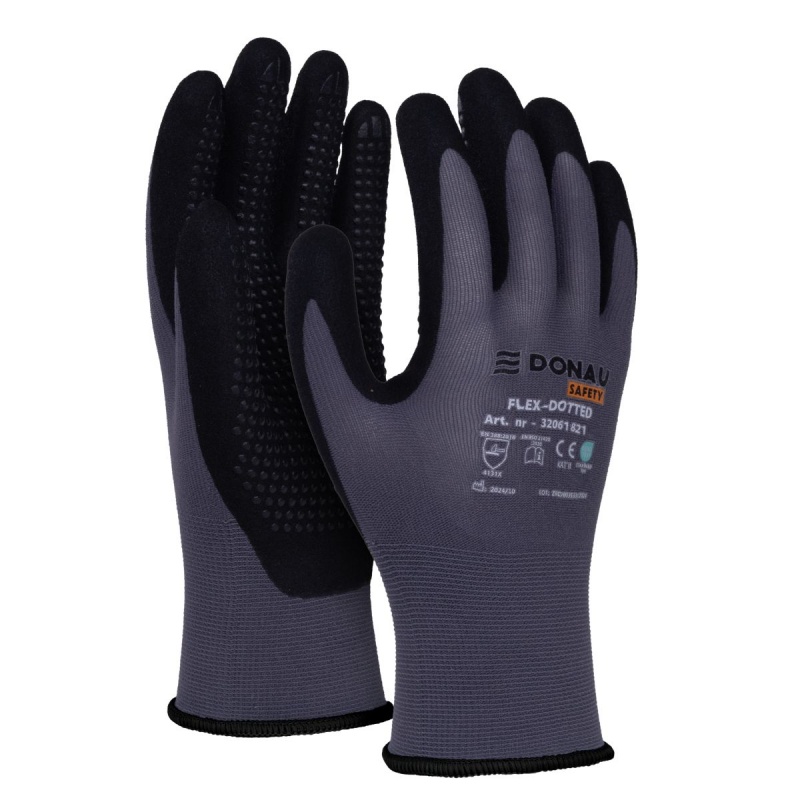 Rękawice Donau Safety Flex Dotted rozmiar 10 szare | biuroweokazje.pl | Kup od razu!